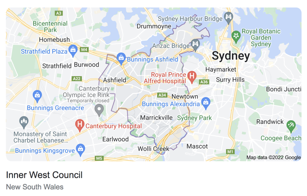 Inner West Council Map of Suburbs